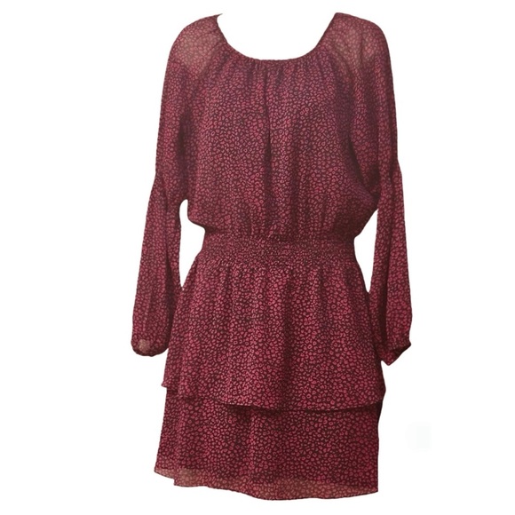 RACHEL Rachel Roy Women’s Animal Print Ruffle Hem Size XL Blk & Wild Pink Dress - Picture 2 of 4